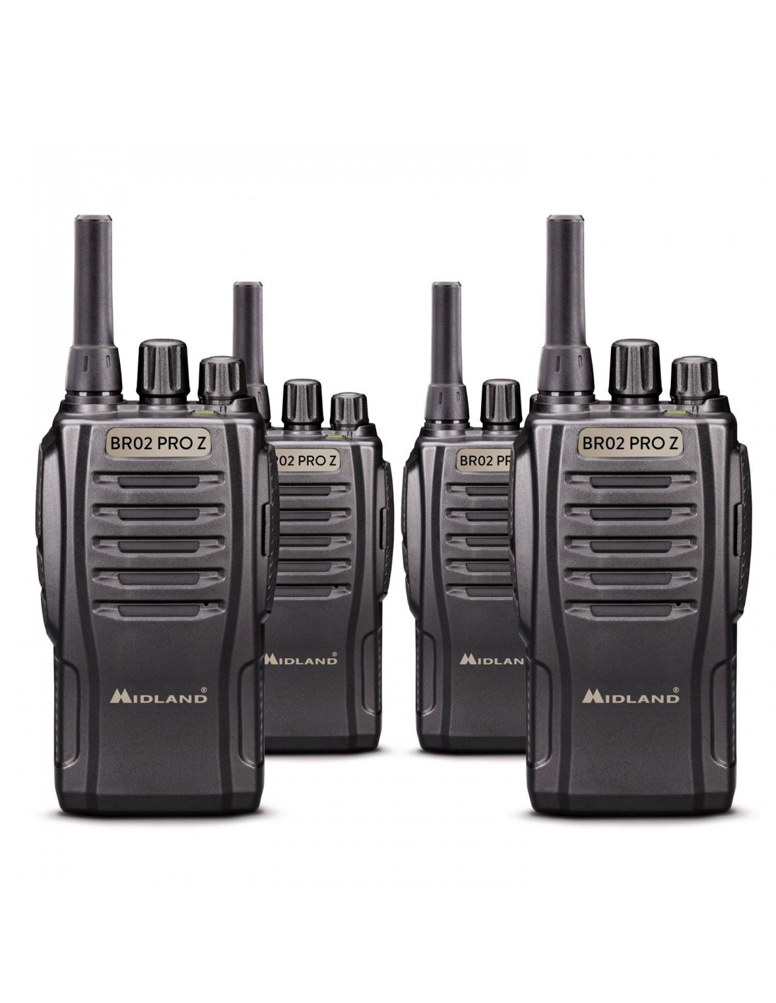 Pack 4 walkie talkies Midland BR02 PRO Z con micro-auriculares MA-21LKi